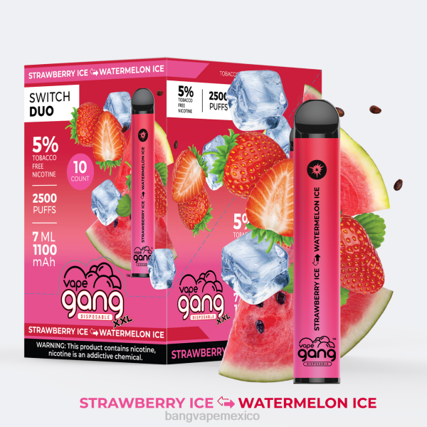 Vape Gang Box - Vape Gang Switch Duo 2 sabores (caja de 10) Z0LZ47 hielo de fresa - hielo de sandía