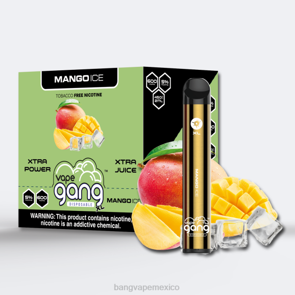 Bang Vape Sabores - Vape Gang XL vaporizadores desechables 600 inhalaciones (caja de 10) Z0LZ68 hielo de mango