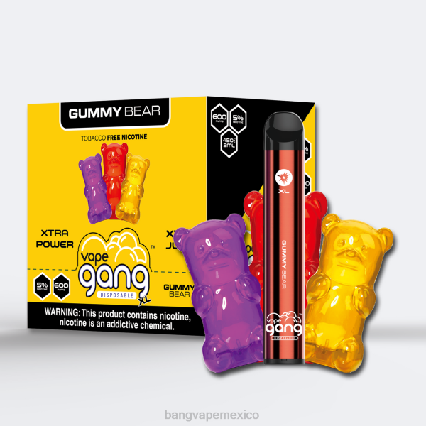 Vape Gang México - Vape Gang XL vaporizadores desechables 600 inhalaciones (caja de 10) Z0LZ64 osito de goma